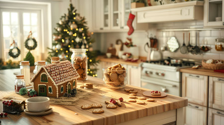 kitchen christmas mockup interiorの素材
