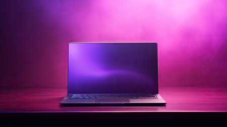 finish laptop purple backgroundの素材