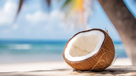 sand half coconut backgroundの素材