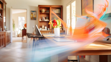 stylish blurred adobe home interiorの素材