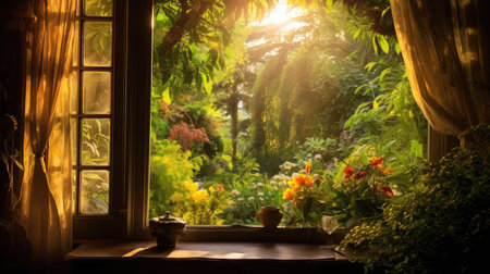 greenery window sunの素材