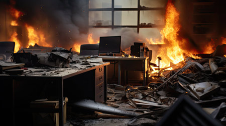 charred blurred fire damage interiorの素材