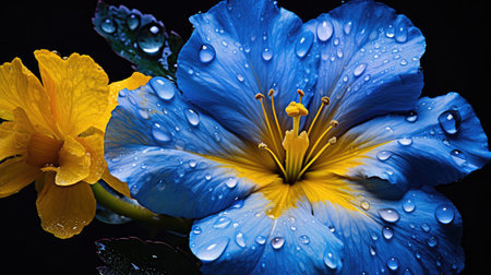 up yellow and blue flowersの素材