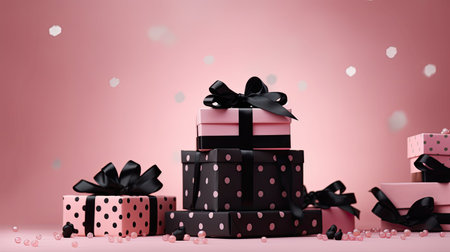 boxes pink background polka dotsの素材