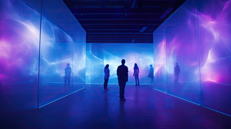 installation purple blue lightの素材