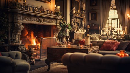 mantel blurred antique interiorの素材