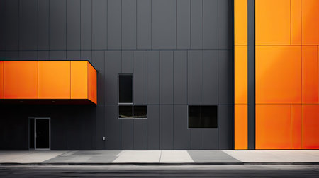 building grey and orangeの素材
