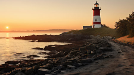 sunrise newport light houseの素材