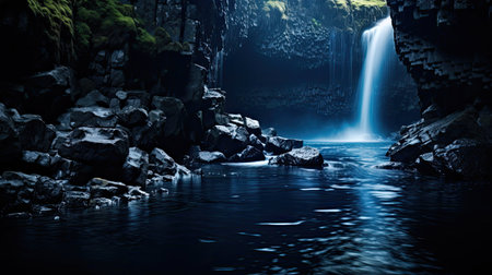cascade dark blue waterの素材