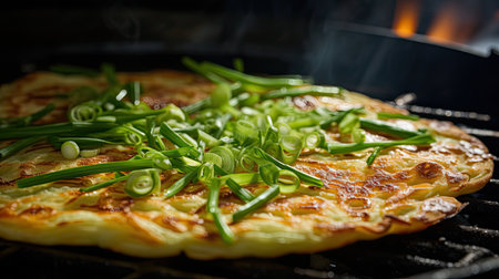 pancake cooking green onionの素材