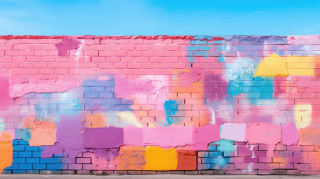 colorful pink wall brickの素材