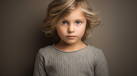 expression child grey backgroundの素材