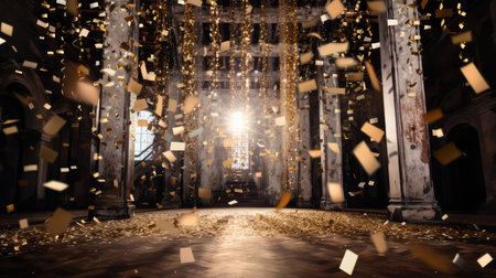 raining gold and silver confettiの素材