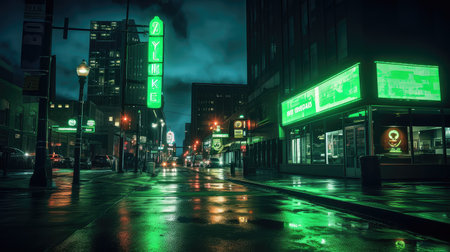 vibrant glowing green lightの素材