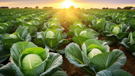 lush field cabbage vegetableの素材