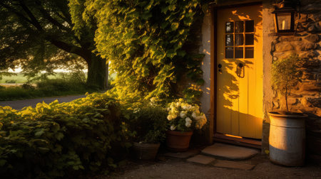 lantern door with lightの素材