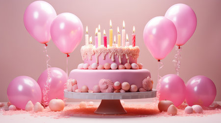 celebration pink birthday balloonsの素材