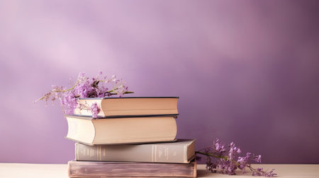 books soft purple backgroundの素材