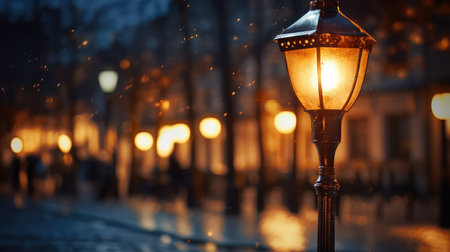 streetlamp light blurry backgroundの素材