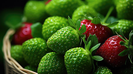 abundance green strawberry fruitの素材