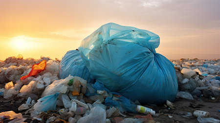 pollution blue plastic bagの素材