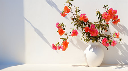 flowers sunny day white wallの素材