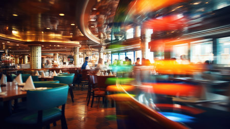 vibrant blurred cruise ship interiorの素材