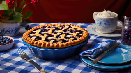 plate blue ginghamの素材