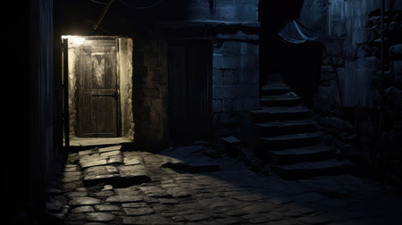 narrow dark doorwayの素材