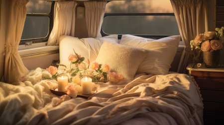 bedroom blurred travel trailer interiorの素材