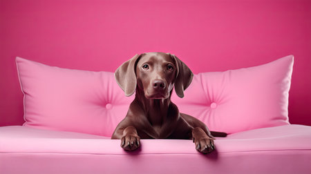 cushi dog on pinkの素材