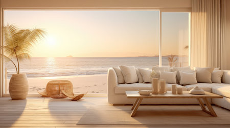 villa blurred interior design beachの素材