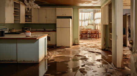 waterlogged interior flood damageの素材