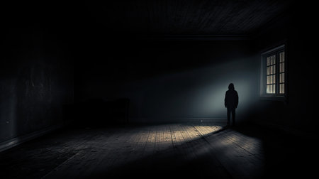solitude person in the darkの素材