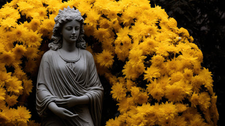 statue yellow flower wreathの素材