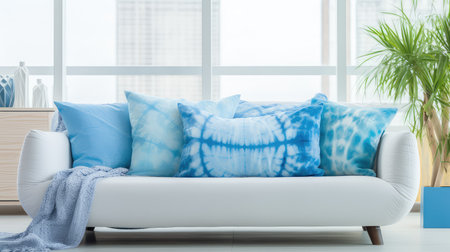 couch tie dye light blueの素材