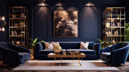 deep blurred navy interior designの素材