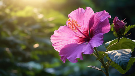 contrast hibiscus purple flowerの素材