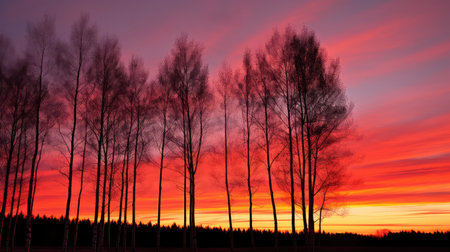 beauty birch tree silhouetteの素材