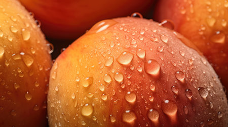 glistening wet peach fruitの素材