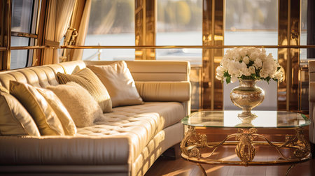 elegant blurred luxury boat interiorの素材