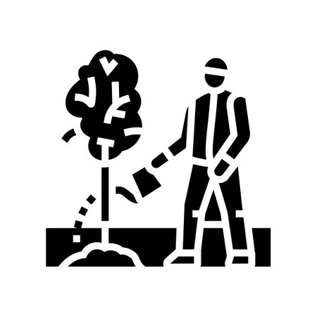 national tree planting day chinese holiday glyph icon vector illustrationのイラスト素材
