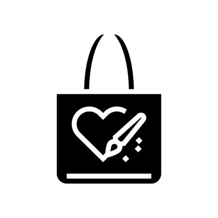 hand painted tote bag diy fashion handmade glyph icon vector illustrationのイラスト素材