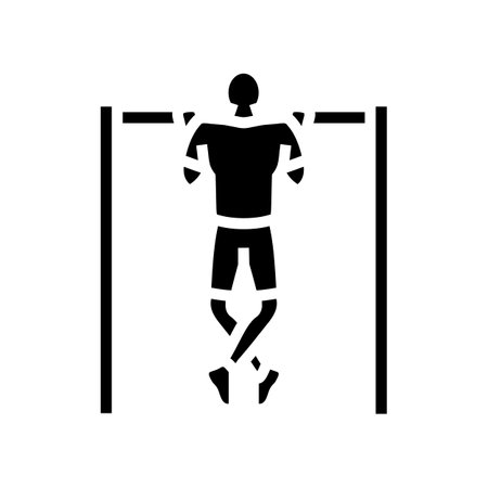 chin ups arm fitness exercise glyph icon vector illustrationのイラスト素材