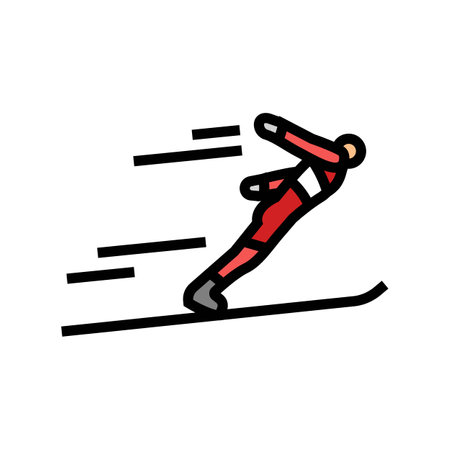 nordic combined winter sport color icon vector illustrationのイラスト素材