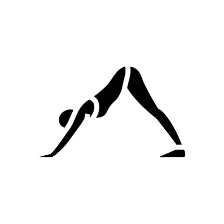 downward facing dog adho mukha svanasana glyph icon vector illustrationのイラスト素材