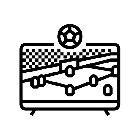 watching soccer live autumn line icon vector illustrationのイラスト素材
