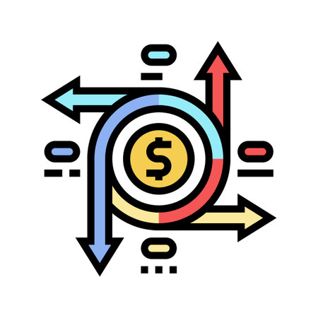 cash flow management business process color icon vector illustrationのイラスト素材