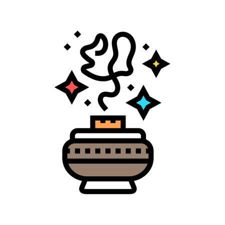incense or aromatherapy acupuncture color icon vector illustrationのイラスト素材