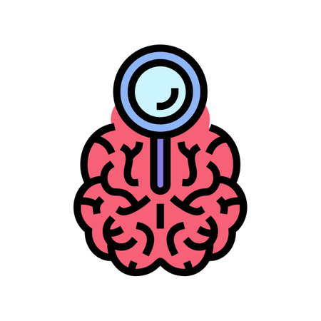 magnifying glass brainstorm color icon vector illustrationのイラスト素材